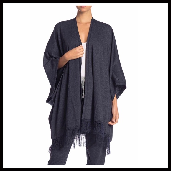 BLUE LUXE CARDIGAN CAPE PONCHO BLANKET WRAP A2C - Picture 2 of 8